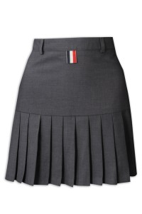 CH195 design grey pleated skirt for women's wear  supply invisible zipper pleated skirt  pleated skirt hk center front view